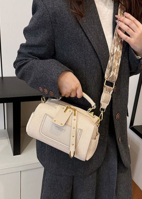 Urban Strap Detail Barrel Bag – Compact Canvas Style