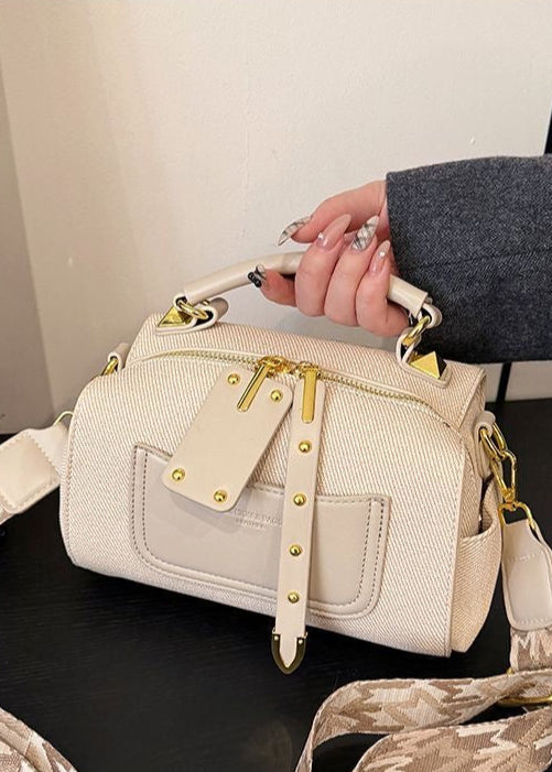 Urban Strap Detail Barrel Bag – Compact Canvas Style