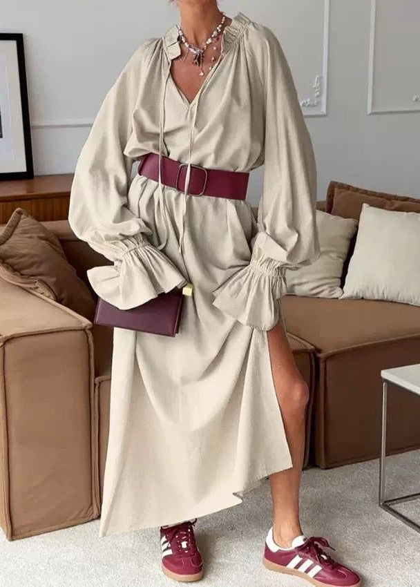 Sienna Relaxed Boho Maxi Dress – Oversized Long Sleeve Flowy Everyday Dress