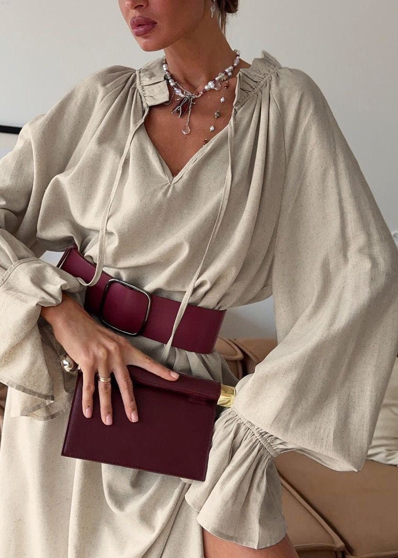 Sienna Relaxed Boho Maxi Dress – Oversized Long Sleeve Flowy Everyday Dress