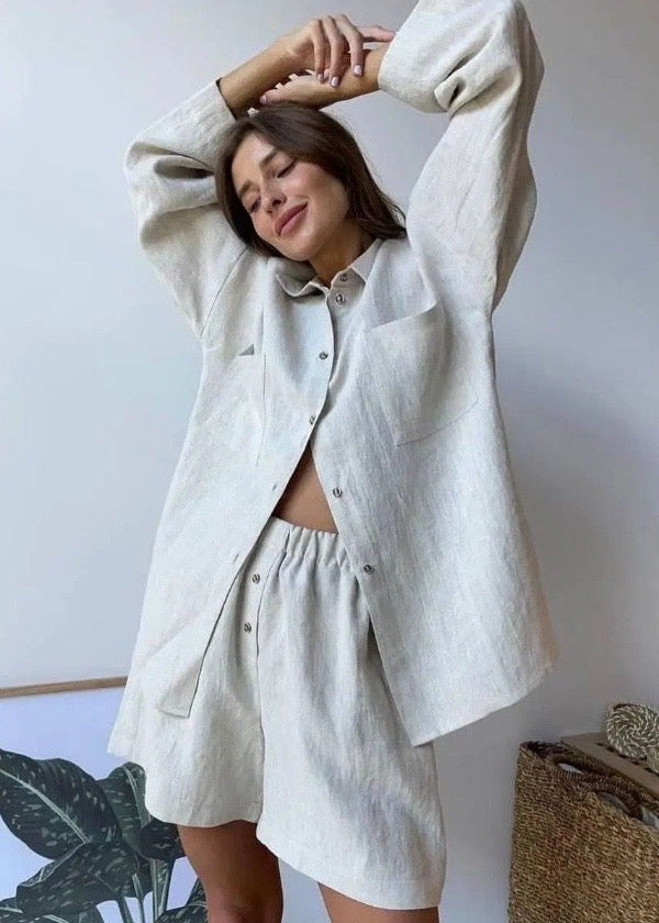 Linen District - Relaxed Shirt & Shorts Co-Ord Set