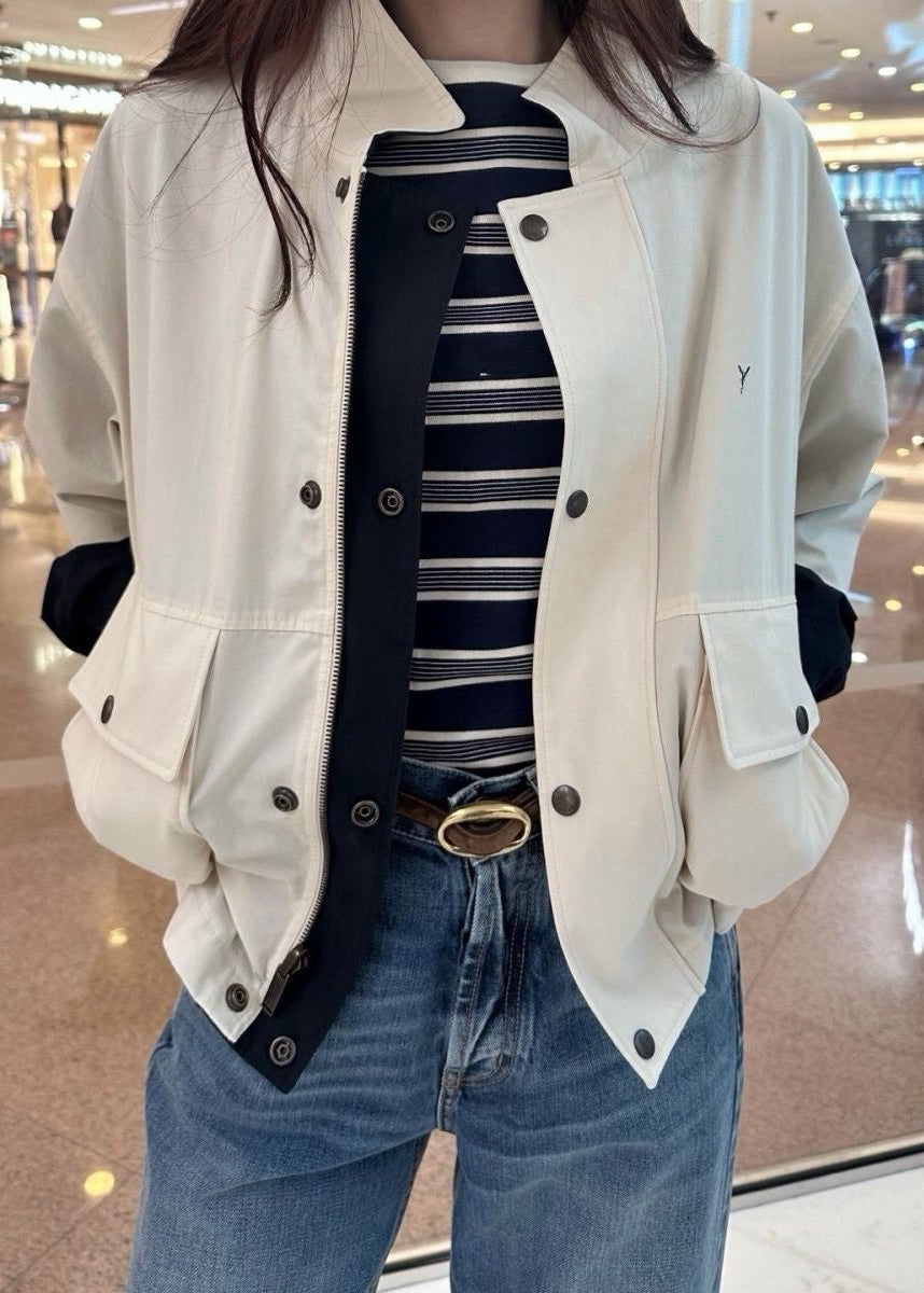 Reversible Oversized Cotton Canvas Utility Jacket