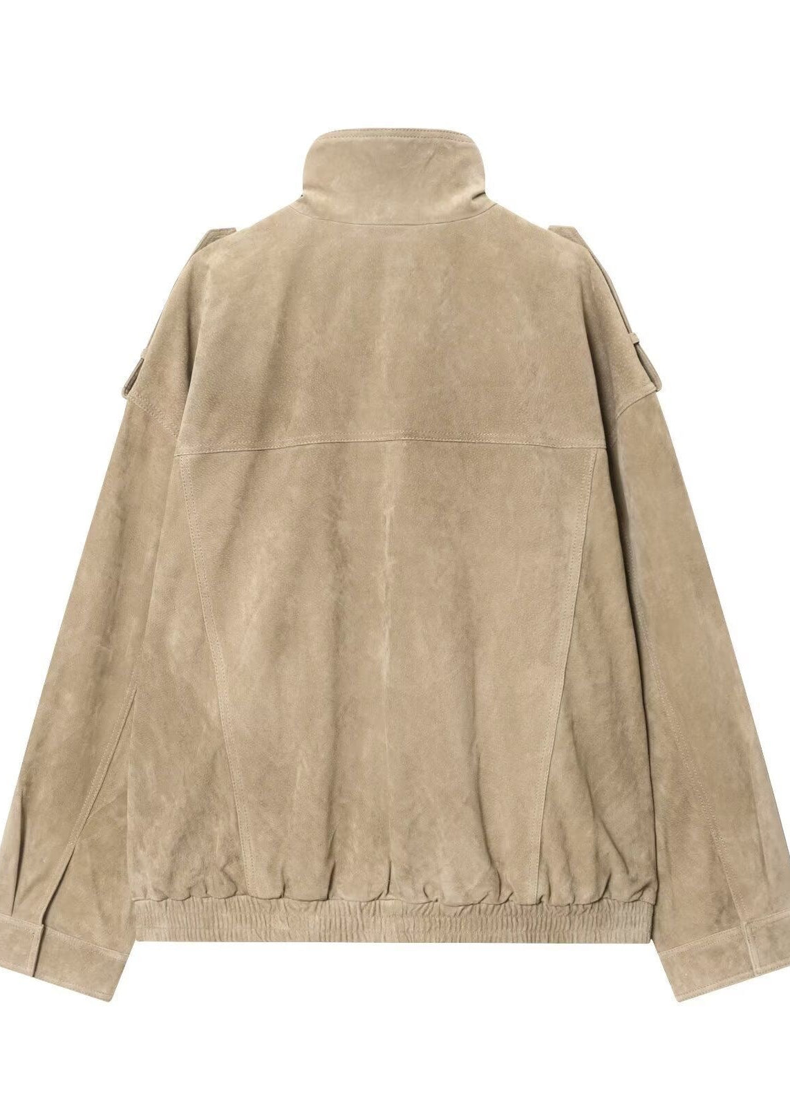 Avery Oversized Suede-Look Utility Jacket – Taupe