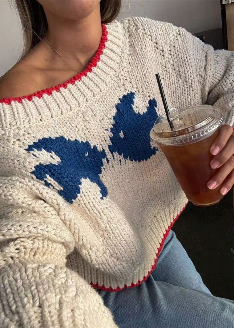 Maribel Oversized Butterfly Knit Sweater – Cream