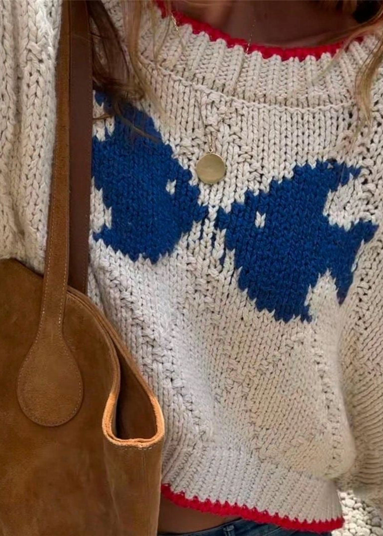 Maribel Oversized Butterfly Knit Sweater – Cream