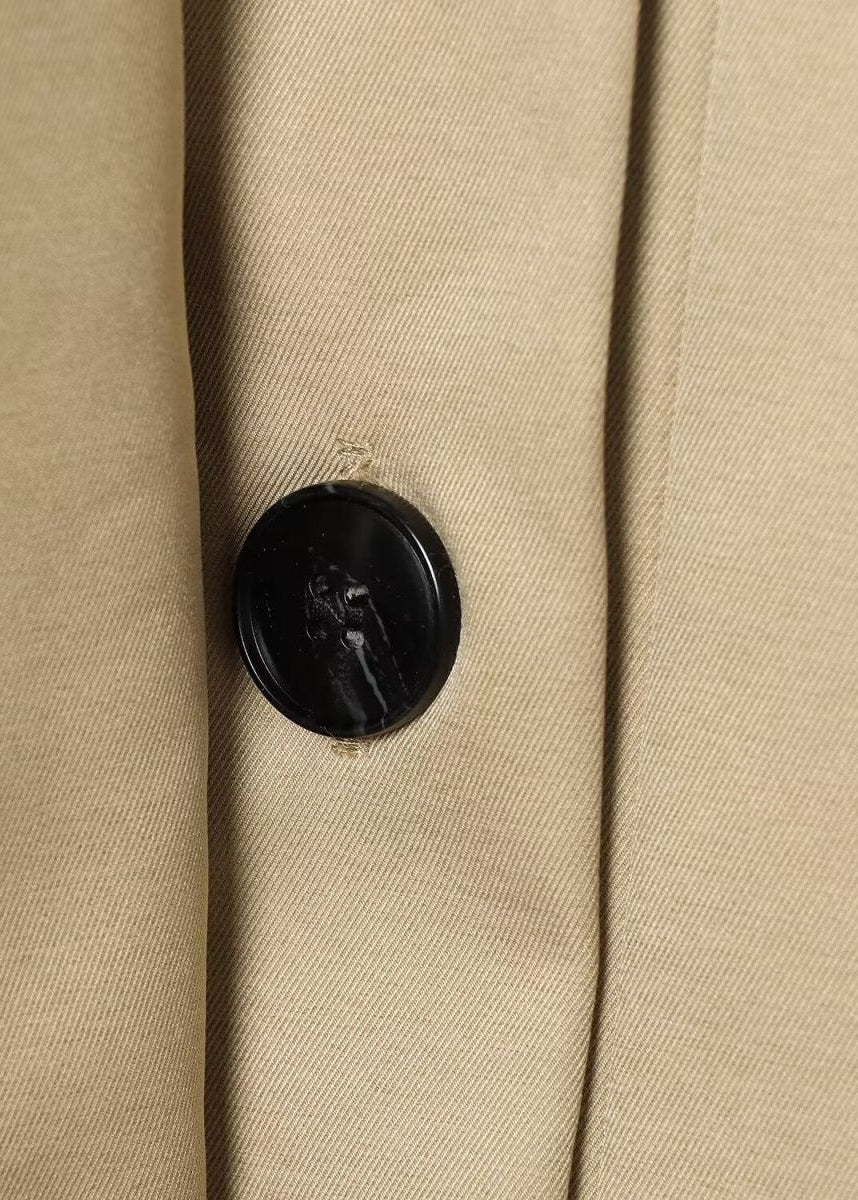 Belted High Collar Jacket with Structured Shoulders and Balloon Sleeves