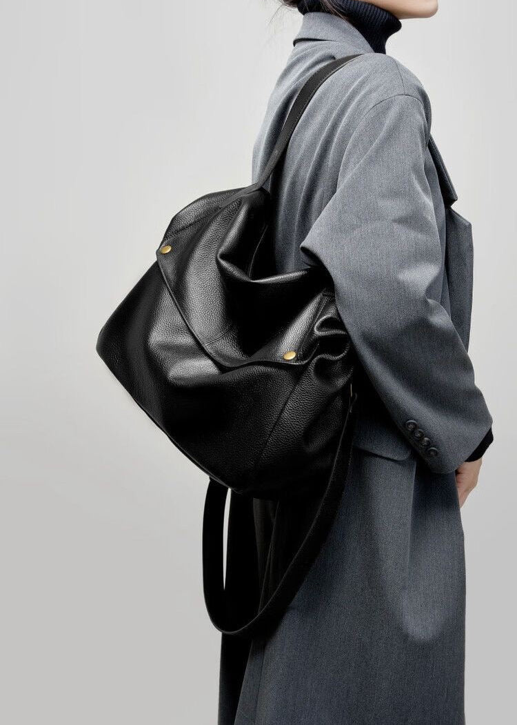Brown Pebbled Leather Shoulder Bag with Removable Crossbody Strap