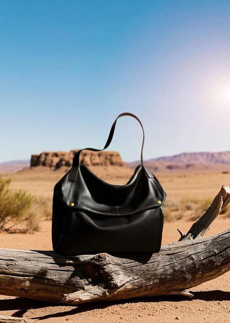 Brown Pebbled Leather Shoulder Bag with Removable Crossbody Strap