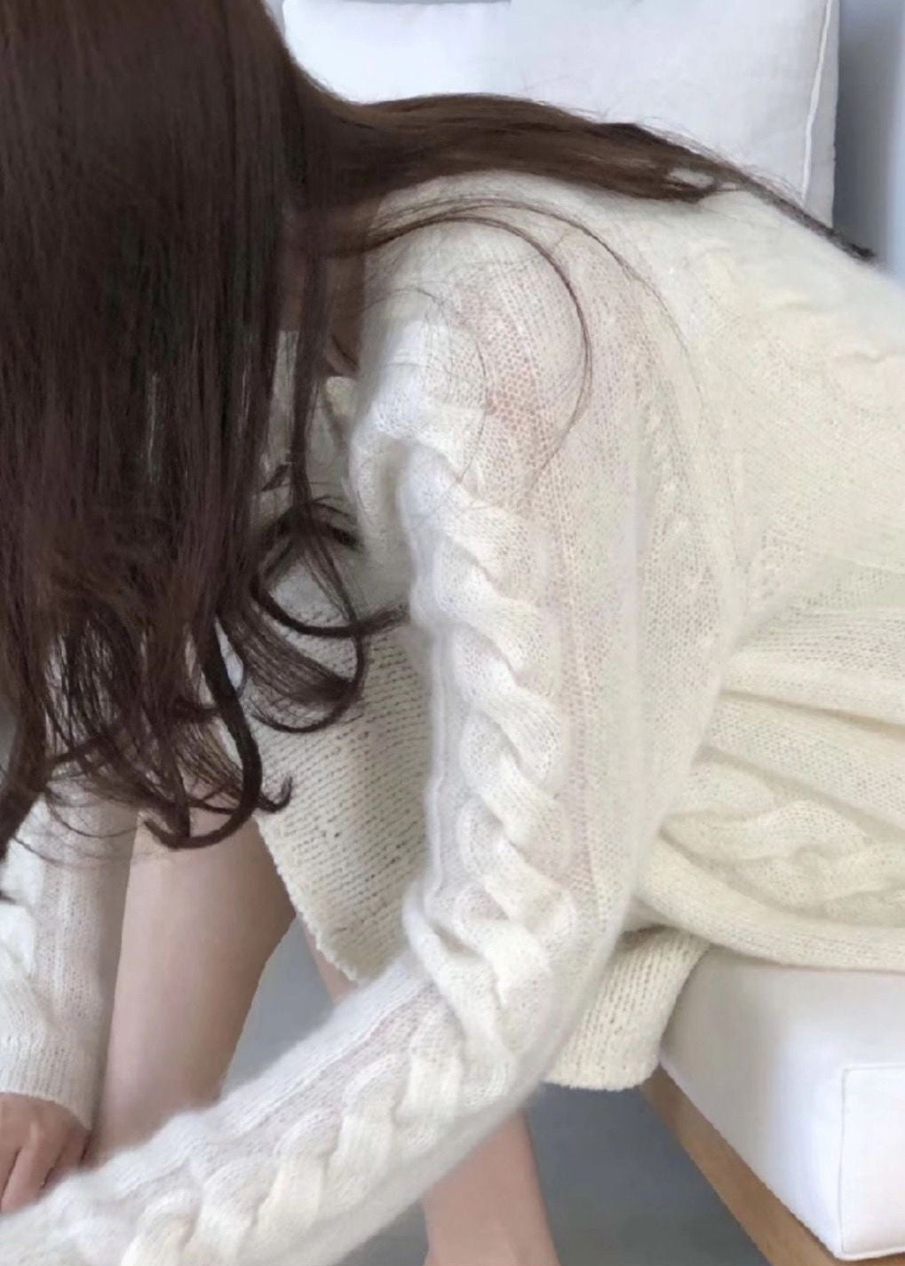 Cable Knit Button-Front Cardigan with Long Sleeves
