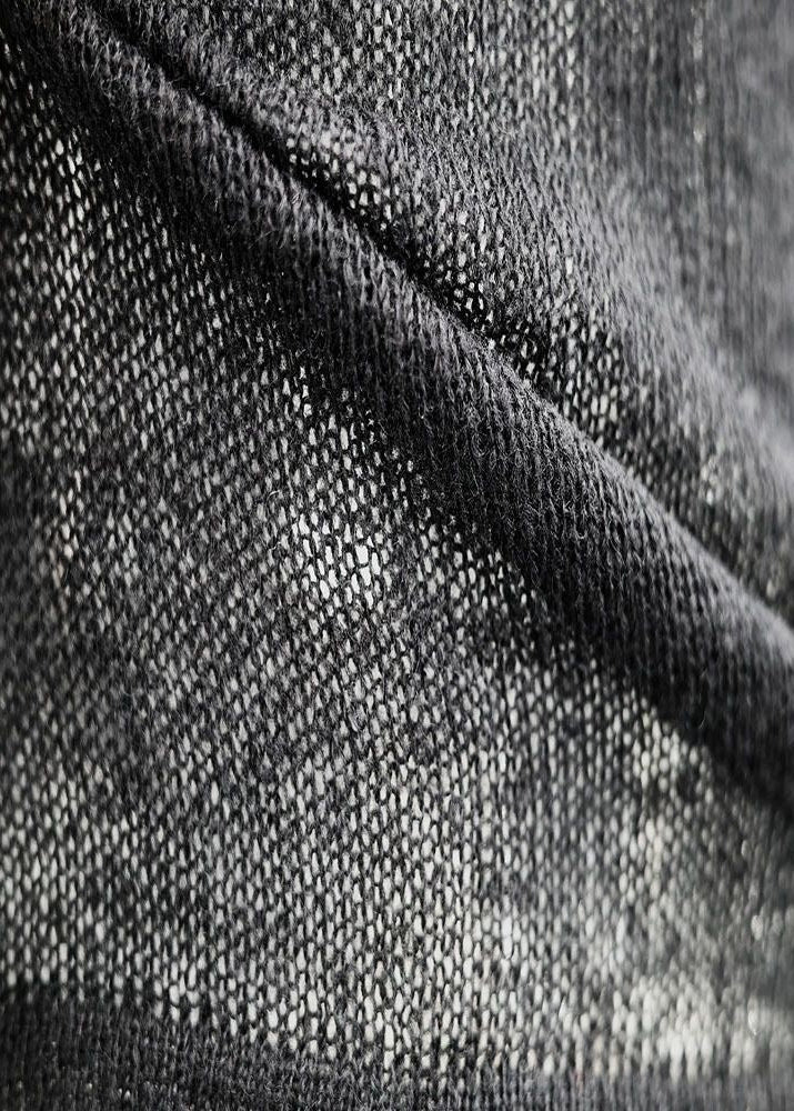 Sheer Fuzzy Knit Crew Neck Sweater with Long Sleeves
