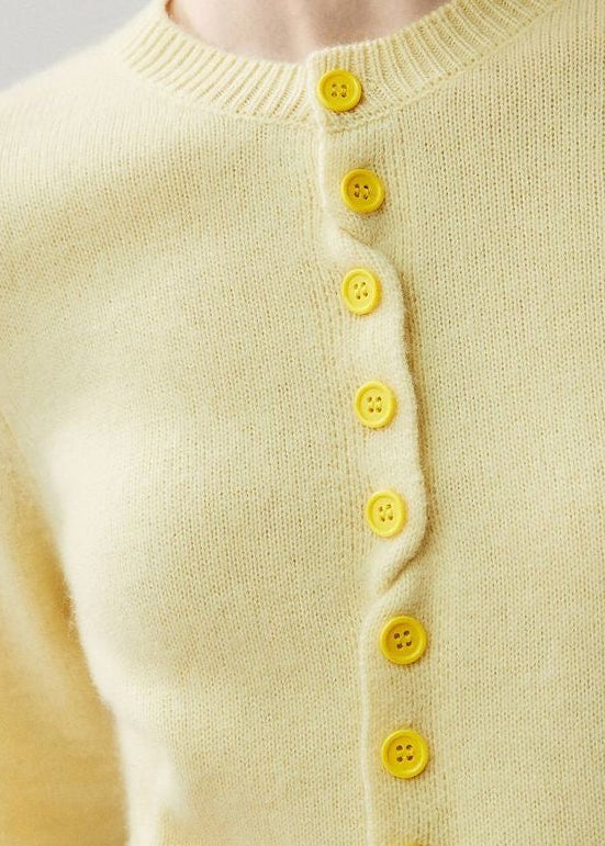 Contrast Cuff Knit Cardigan with Button Front