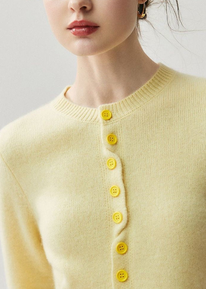 Contrast Cuff Knit Cardigan with Button Front