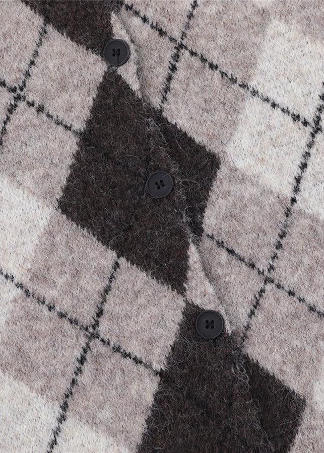 Argyle Knit Cardigan with Button Front
