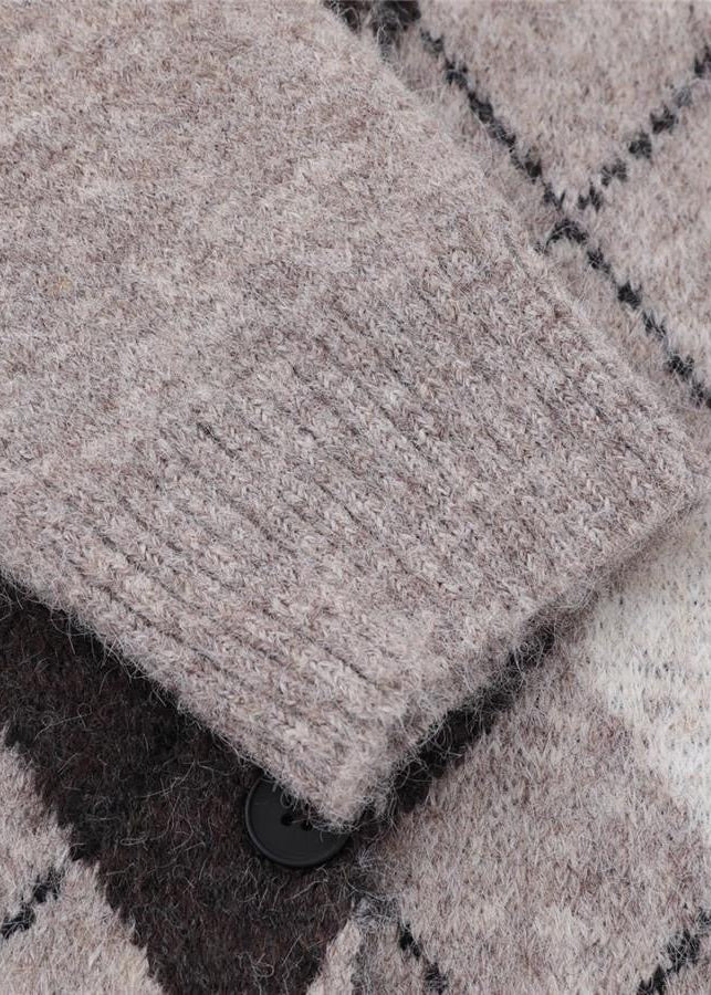 Argyle Knit Cardigan with Button Front