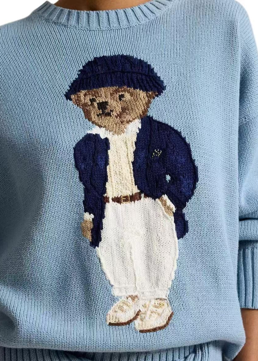 Teddy Bear Graphic Cotton Knit Sweater