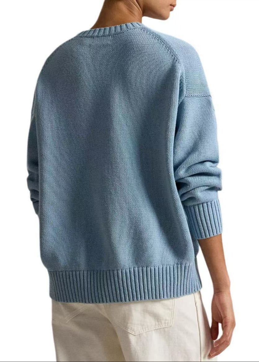 Teddy Bear Graphic Cotton Knit Sweater
