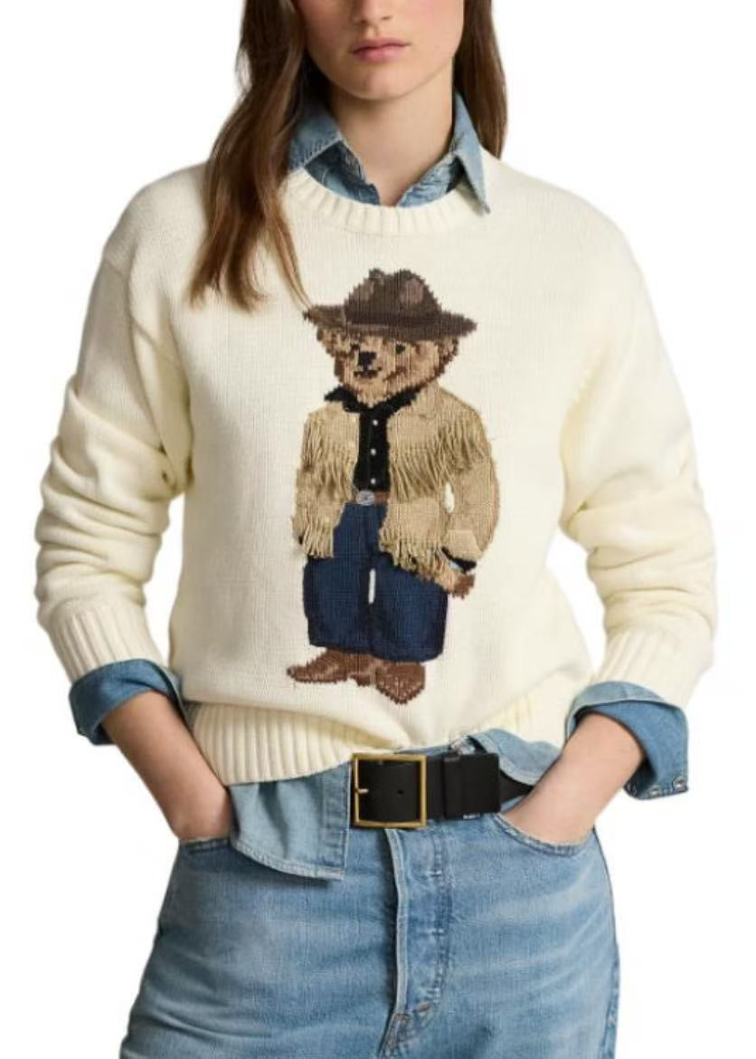 Teddy Bear Graphic Cotton Knit Sweater