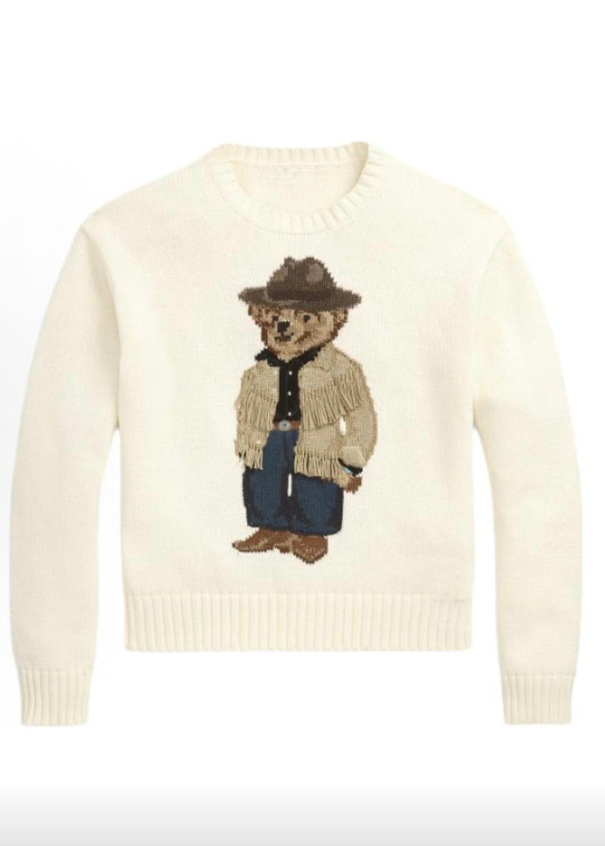 Teddy Bear Graphic Cotton Knit Sweater