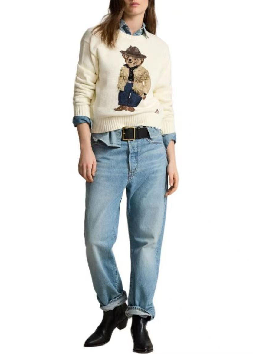 Teddy Bear Graphic Cotton Knit Sweater