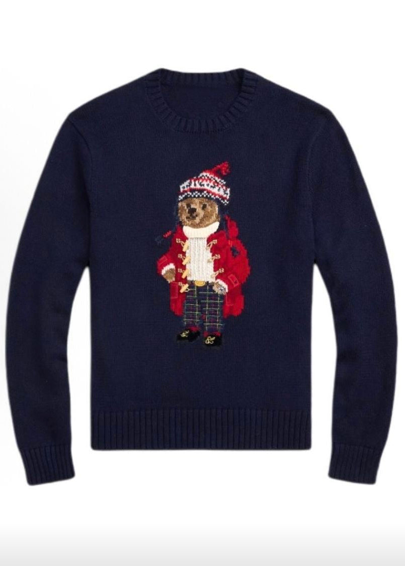 Teddy Bear Graphic Cotton Knit Sweater