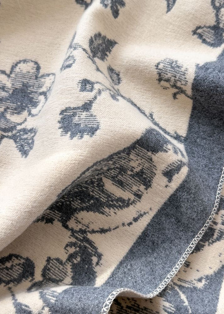 Bird & Blossom Print Scarf with Ornamental Border