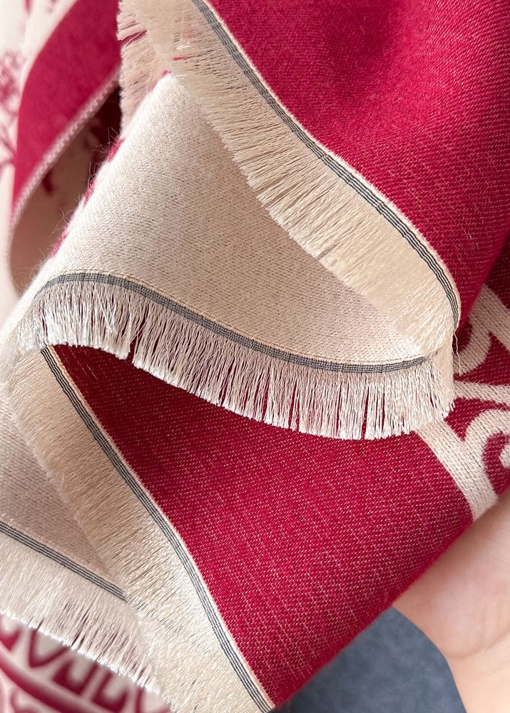 Bird & Blossom Print Scarf with Ornamental Border