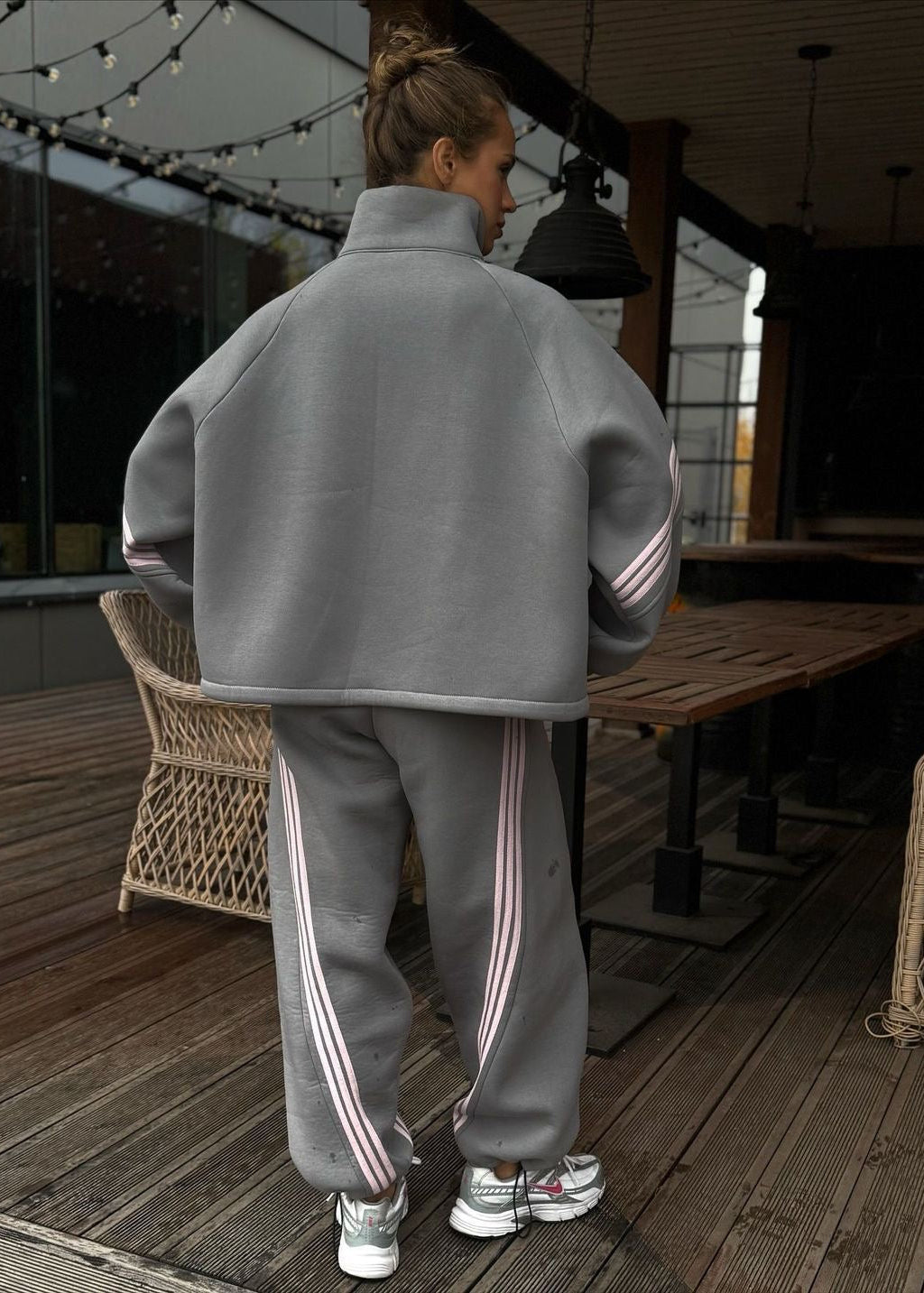 Contrast Stripe Zip-Up Jacket and Jogger Tracksuit Set