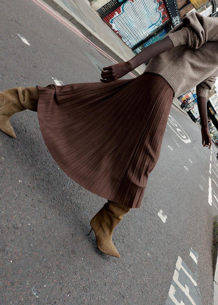 Taupe Suede-Look Knee-High Boots with Pointed Toe and Stiletto Heel