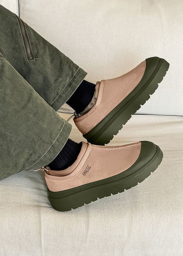 Unisex Platform Slip-On Shoes with Contrast Rubber-Look Sole