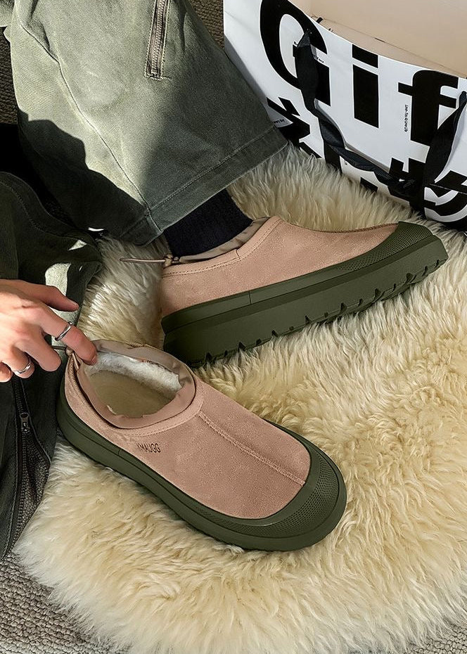 Unisex Platform Slip-On Shoes with Contrast Rubber-Look Sole