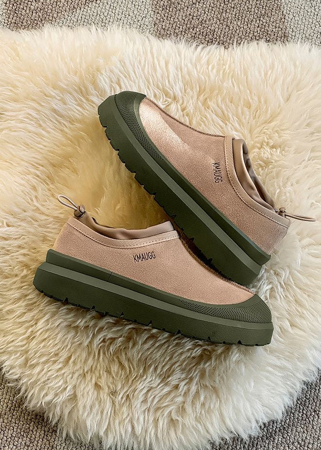 Unisex Platform Slip-On Shoes with Contrast Rubber-Look Sole