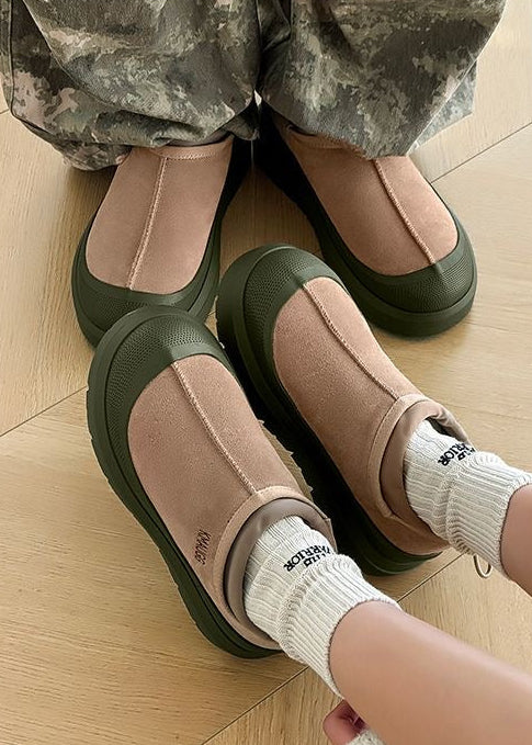 Unisex Platform Slip-On Shoes with Contrast Rubber-Look Sole