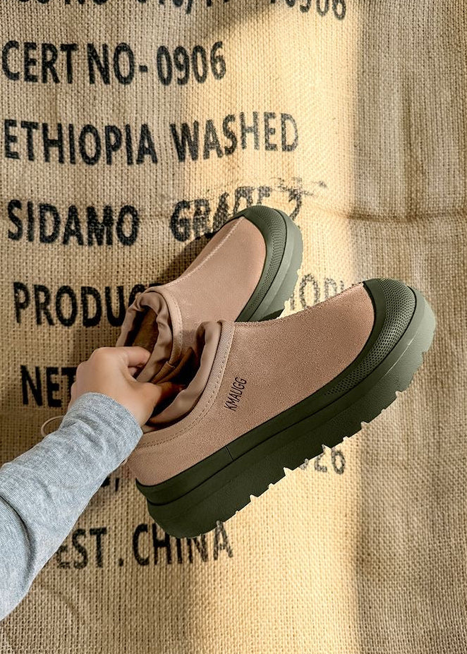 Unisex Platform Slip-On Shoes with Contrast Rubber-Look Sole