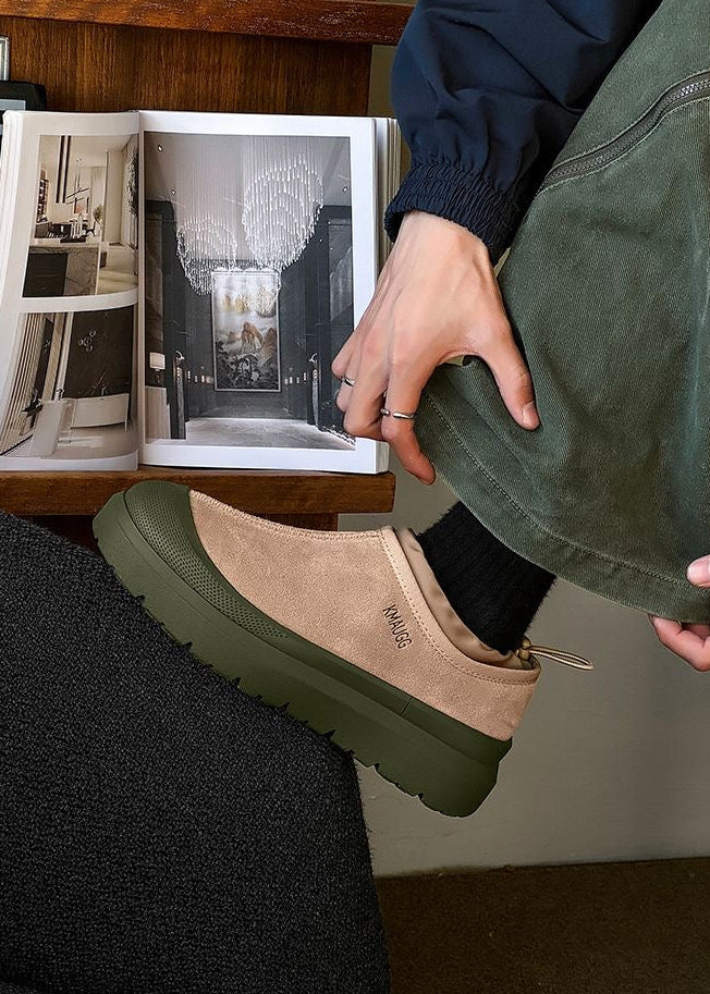 Unisex Platform Slip-On Shoes with Contrast Rubber-Look Sole