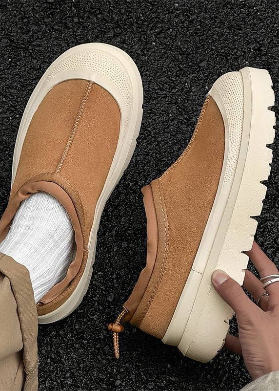 Unisex Platform Slip-On Shoes with Contrast Rubber-Look Sole