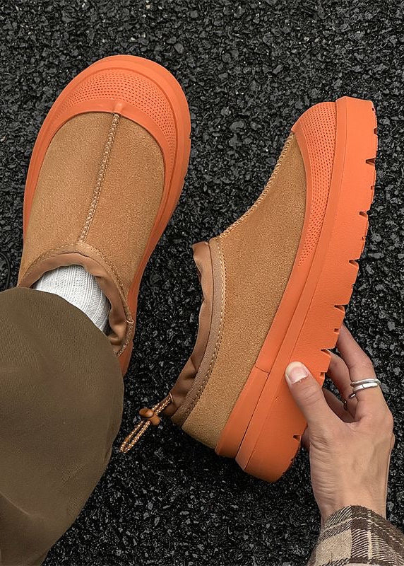 Unisex Platform Slip-On Shoes with Contrast Rubber-Look Sole