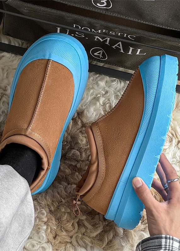 Unisex Platform Slip-On Shoes with Contrast Rubber-Look Sole
