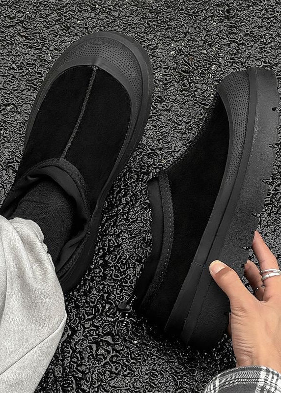 Unisex Platform Slip-On Shoes with Contrast Rubber-Look Sole