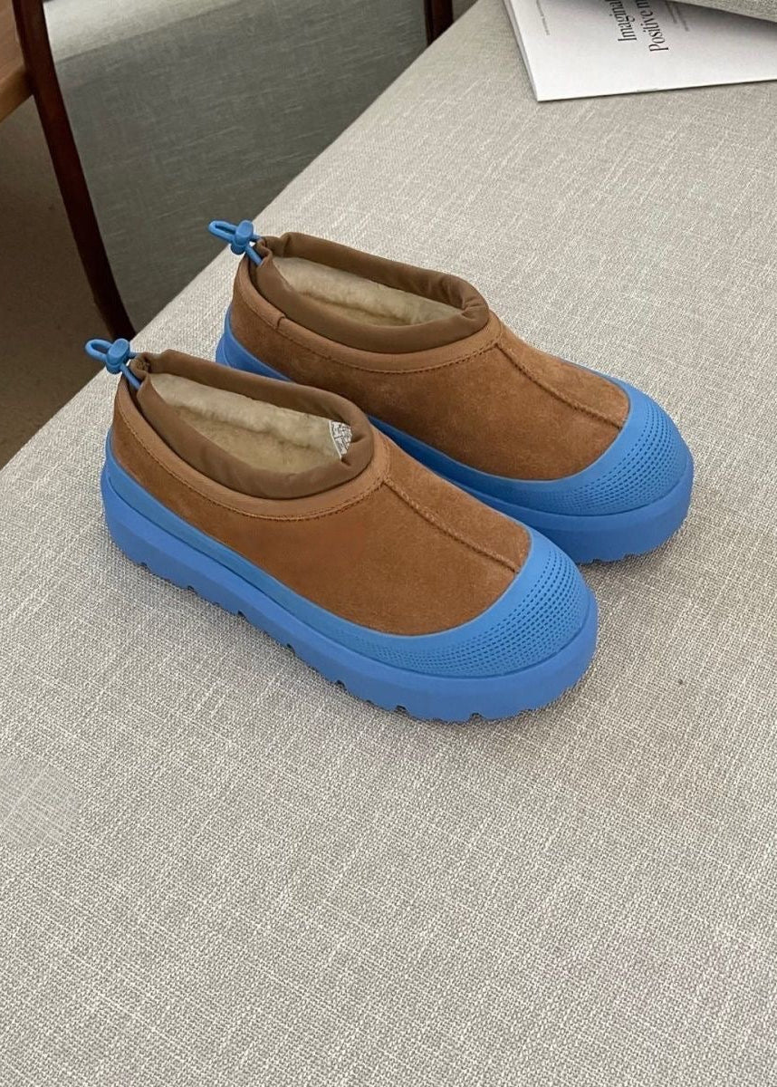 Unisex Platform Slip-On Shoes with Contrast Rubber-Look Sole