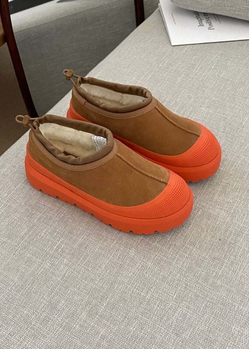 Unisex Platform Slip-On Shoes with Contrast Rubber-Look Sole