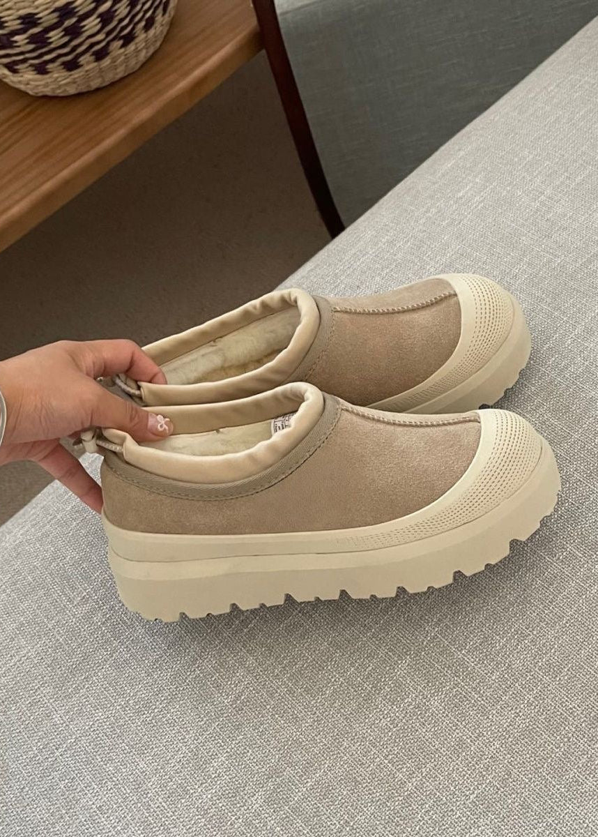 Unisex Platform Slip-On Shoes with Contrast Rubber-Look Sole