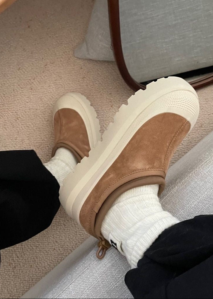 Unisex Platform Slip-On Shoes with Contrast Rubber-Look Sole