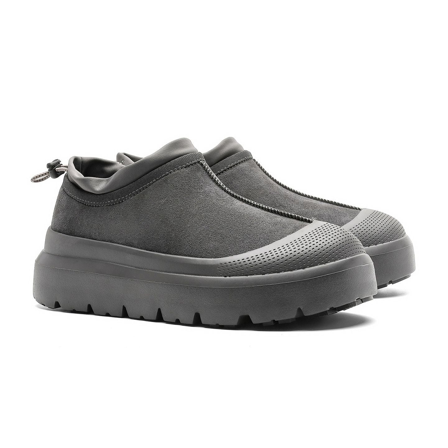 Unisex Platform Slip-On Shoes with Contrast Rubber-Look Sole