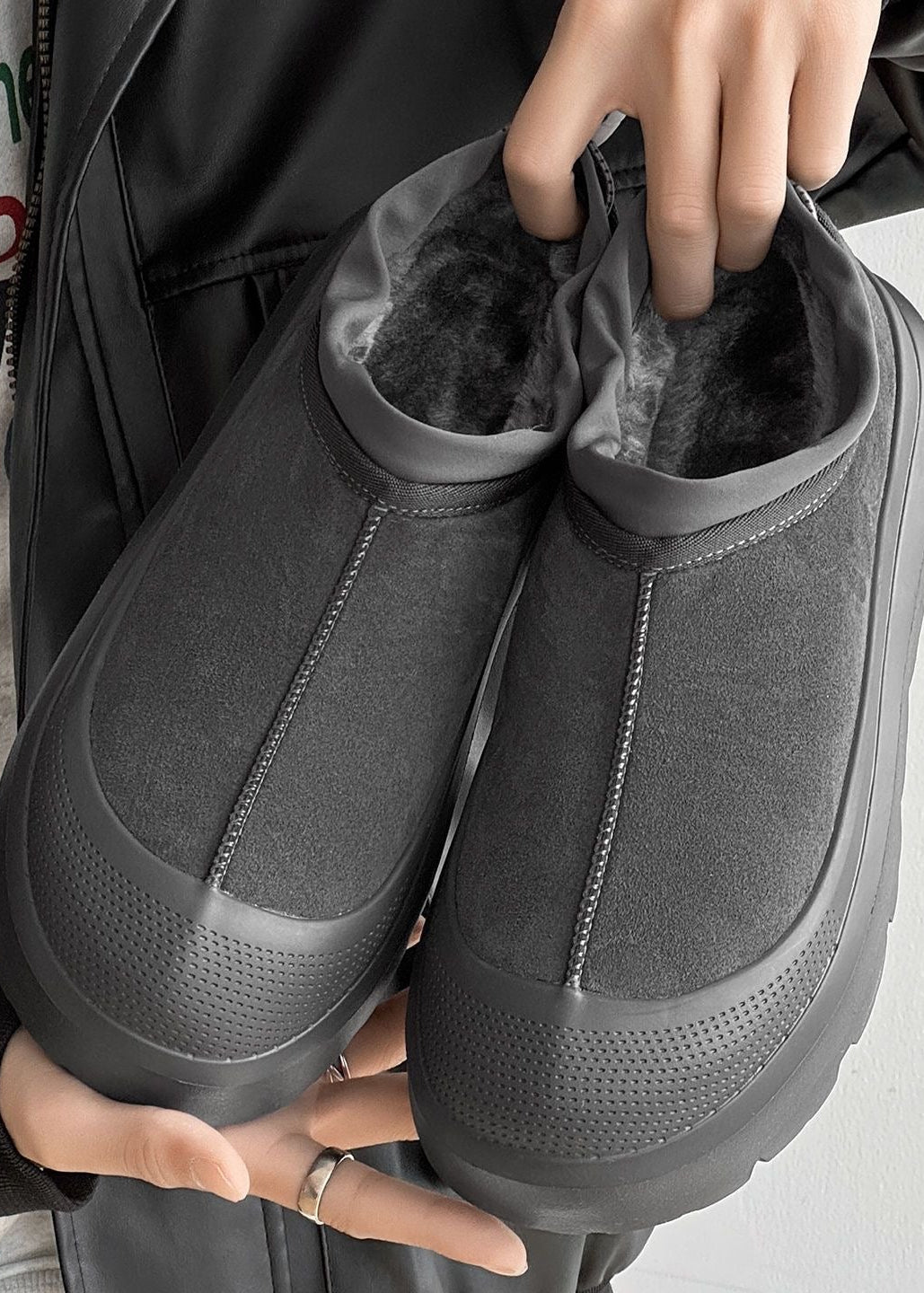 Unisex Platform Slip-On Shoes with Contrast Rubber-Look Sole