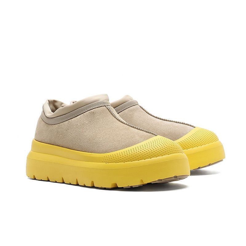 Unisex Platform Slip-On Shoes with Contrast Rubber-Look Sole