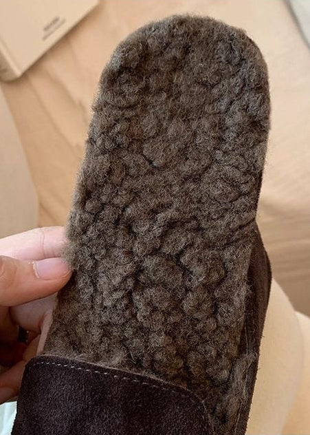 Suede-Look Plush-Lined Loafers with Rounded Moc Toe