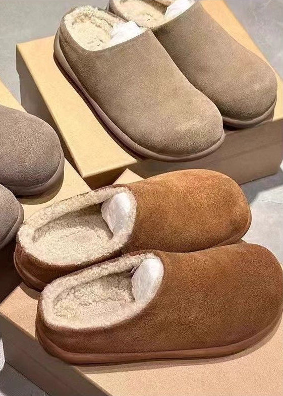 Suede-Look Sherpa-Lined Clog Slippers