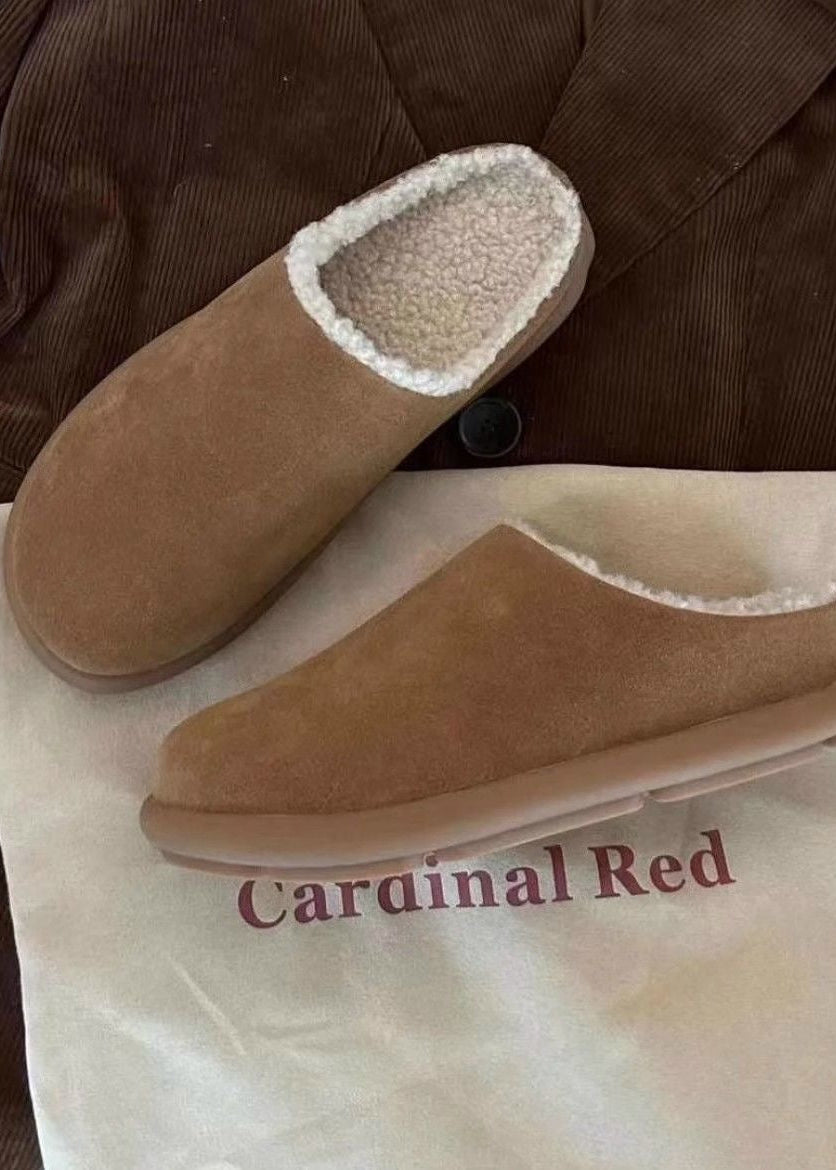 Suede-Look Sherpa-Lined Clog Slippers