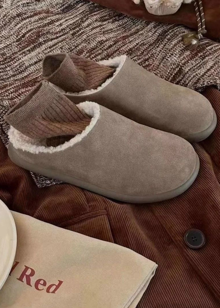 Suede-Look Sherpa-Lined Clog Slippers