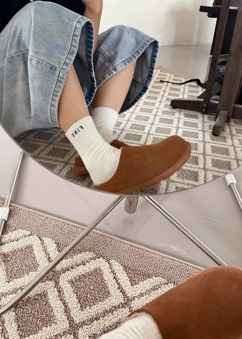 Suede-Look Sherpa-Lined Clog Slippers